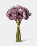 7 Silk Small Ranunculus Bouquet - Dark Purple