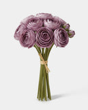 7 Silk Small Ranunculus Bouquet - Dark Purple