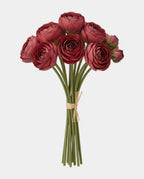7 Silk Small Ranunculus Bouquet - Dark Red