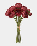 7 Silk Small Ranunculus Bouquet - Dark Red