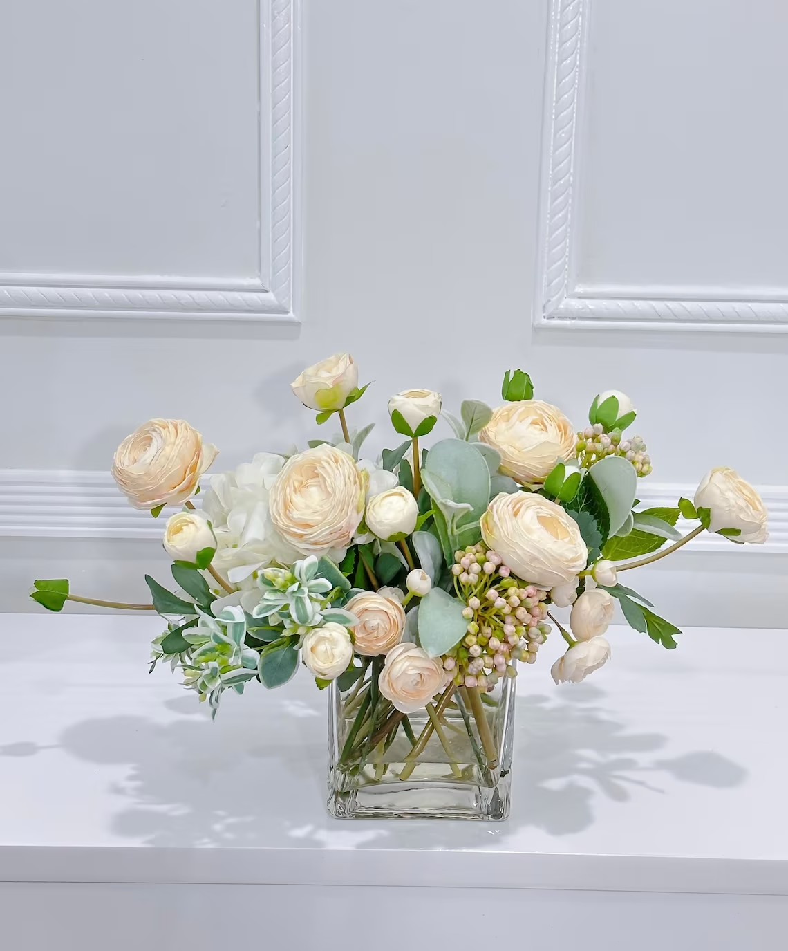 High Quality Artificial Ranunculus Arrangement in Vase - Flovery