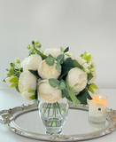 Rose Peonies Arrangement In Classic Glass Vase