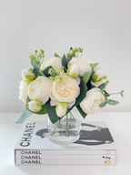 Rose Peonies Arrangement In Classic Glass Vase - Flovery
