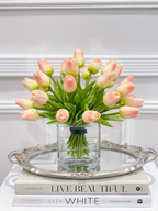 Medium Tulips Floral Arrangement Real Touch in Glass Vase - Flovery