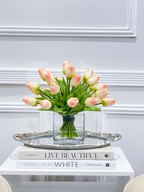 Medium Tulips Floral Arrangement Real Touch in Glass Vase - Flovery