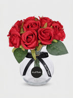 9 Silk Small Rose Bouquet - Red