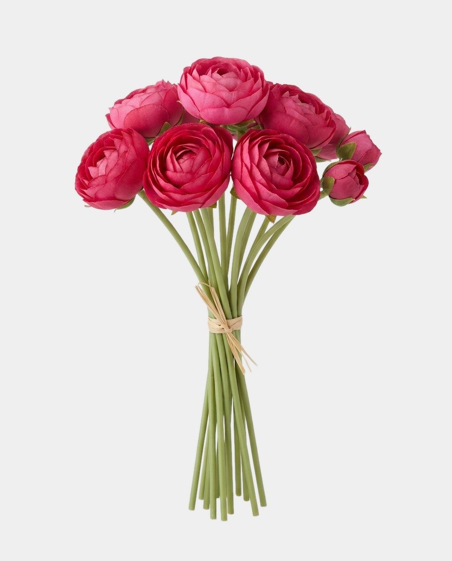 7 Silk Small Ranunculus Bouquet - Hot Pink