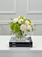 Faux Peony Hydrangea Green Berries Arrangement - Flovery