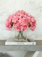 Modern Real Touch Pink Hydrangea Arrangement in Cylinder Glass