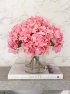 Modern Real Touch Pink Hydrangea Arrangement in Cylinder Glass