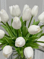 Medium Tulips Floral Arrangement Real Touch in Glass Vase - Flovery