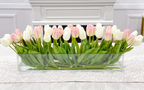 Long Pink White Real Touch Tulip Centerpiece - Flovery