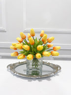 Medium Tulips Floral Arrangement Real Touch in Glass Vase - Flovery