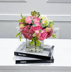 Faux Peony Hydrangea Green Berries Arrangement