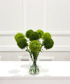 Dianthus Faux Floral Arrangement Cylinder Glass Vase - Flovery