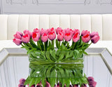 21-in Modern Real Touch Faux Tulips Arrangement in Long Vase
