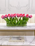 21-in Modern Real Touch Faux Tulips Arrangement in Long Vase