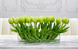 Modern Long Real Touch Tulip Arrangement in Rectangle Glass Vase