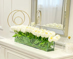 Modern Long Real Touch Tulip Arrangement in Glass Vase - Flovery