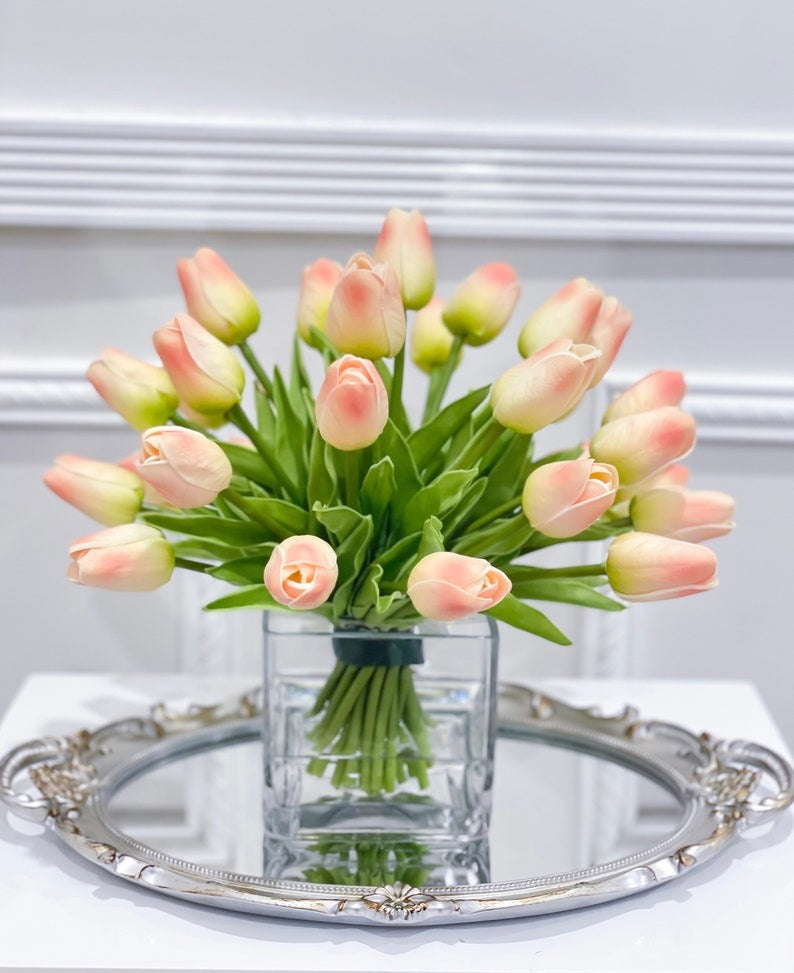 Real Touch Tulip Floral Arrangement Centerpiece