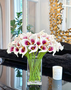 Purple Ombre Calla Lily Real Touch Arrangement in Glass Vase