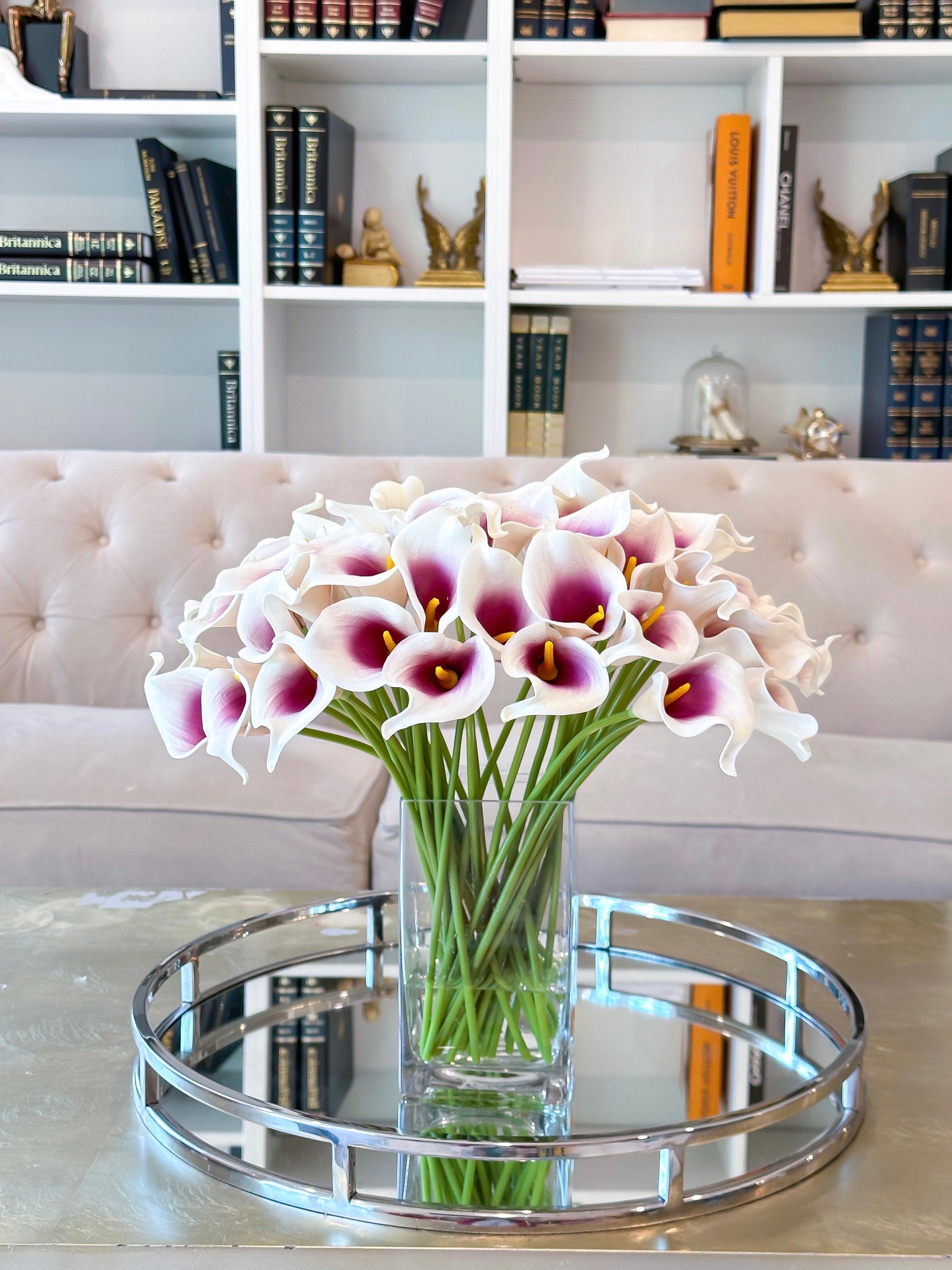 Purple Ombre Calla Lily Real Touch Arrangement in Glass Vase Secondary image