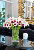 Purple Ombre Calla Lily Real Touch Arrangement in Glass Vase