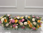24-in White Rose Peony Silk Real Touch Long Centerpiece in Glass Vase