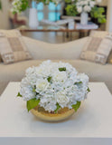 Real Touch White Hydrangea Cream Rose Centerpiece Close Up