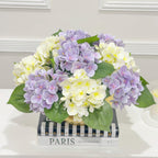 15-in Cream Purple Hydrangea Real Touch Centerpiece in Gold Metal Vase