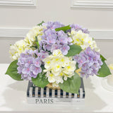 15-in Cream Purple Hydrangea Real Touch Centerpiece in Gold Metal Vase