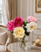 Real Touch English Garden Rose Stems in Light Pink, Yellow, Magenta Pink, White and Sweet Pink