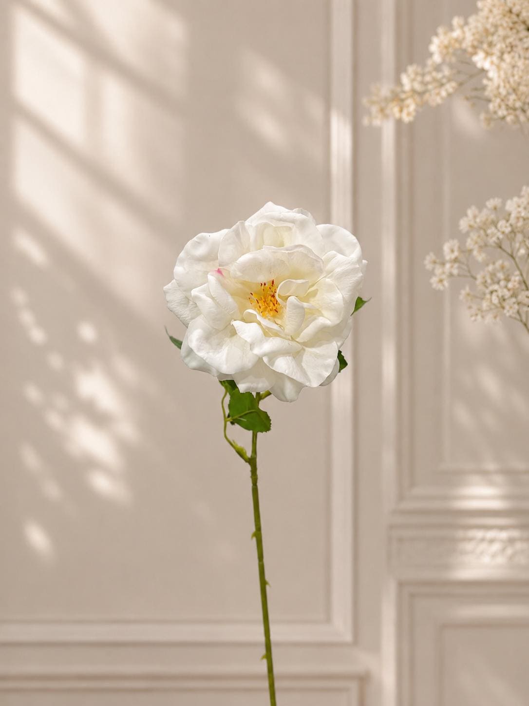 Real Touch English Garden Rose Stem White