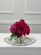 Premium silk magenta peony arrangement in a clear glass vase