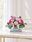 French Garden Real Touch Hydrangea Pink Rose Arrangement in glass vase