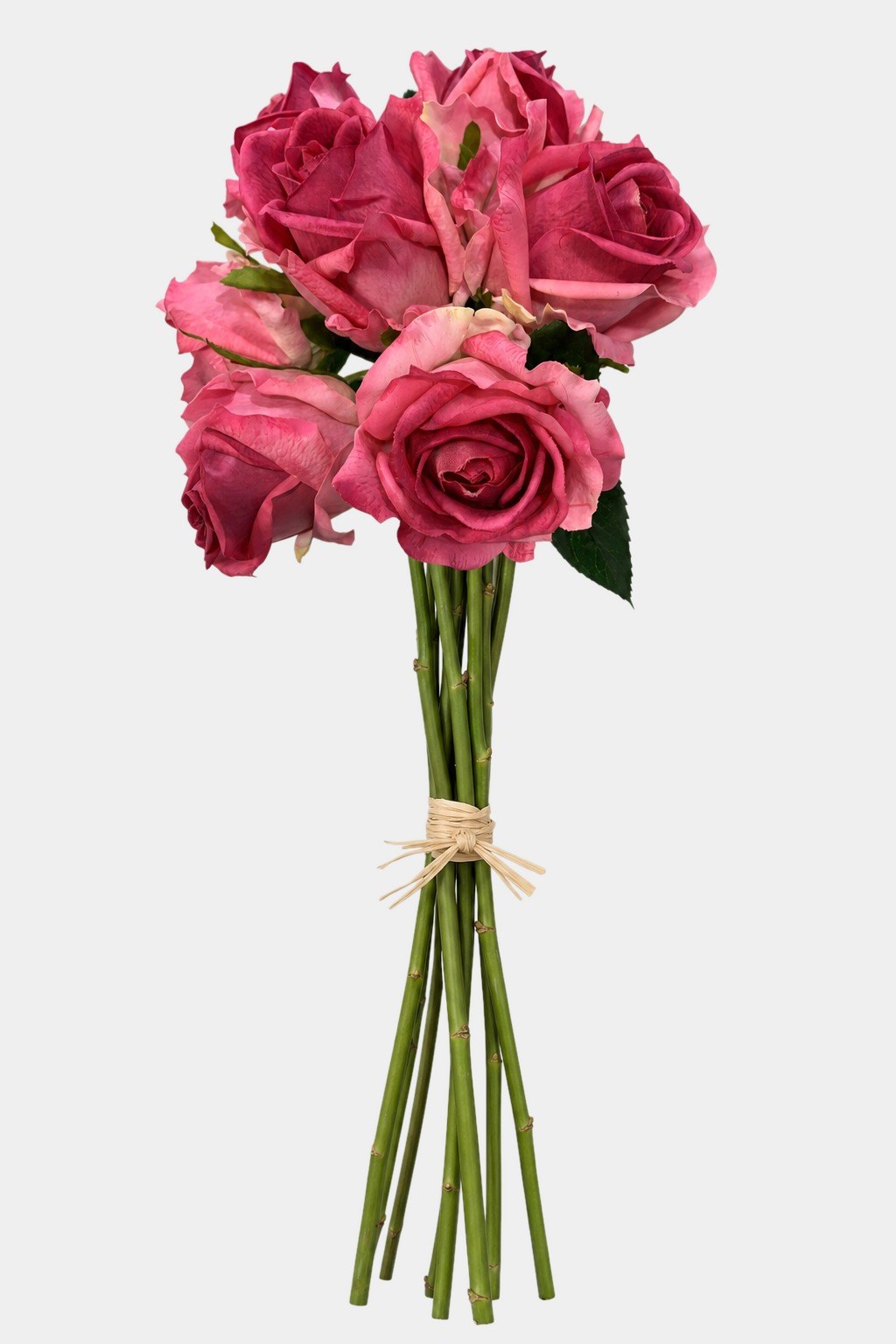 7-Stem Real Touch Garden Rose Bouquet - Magenta Pink