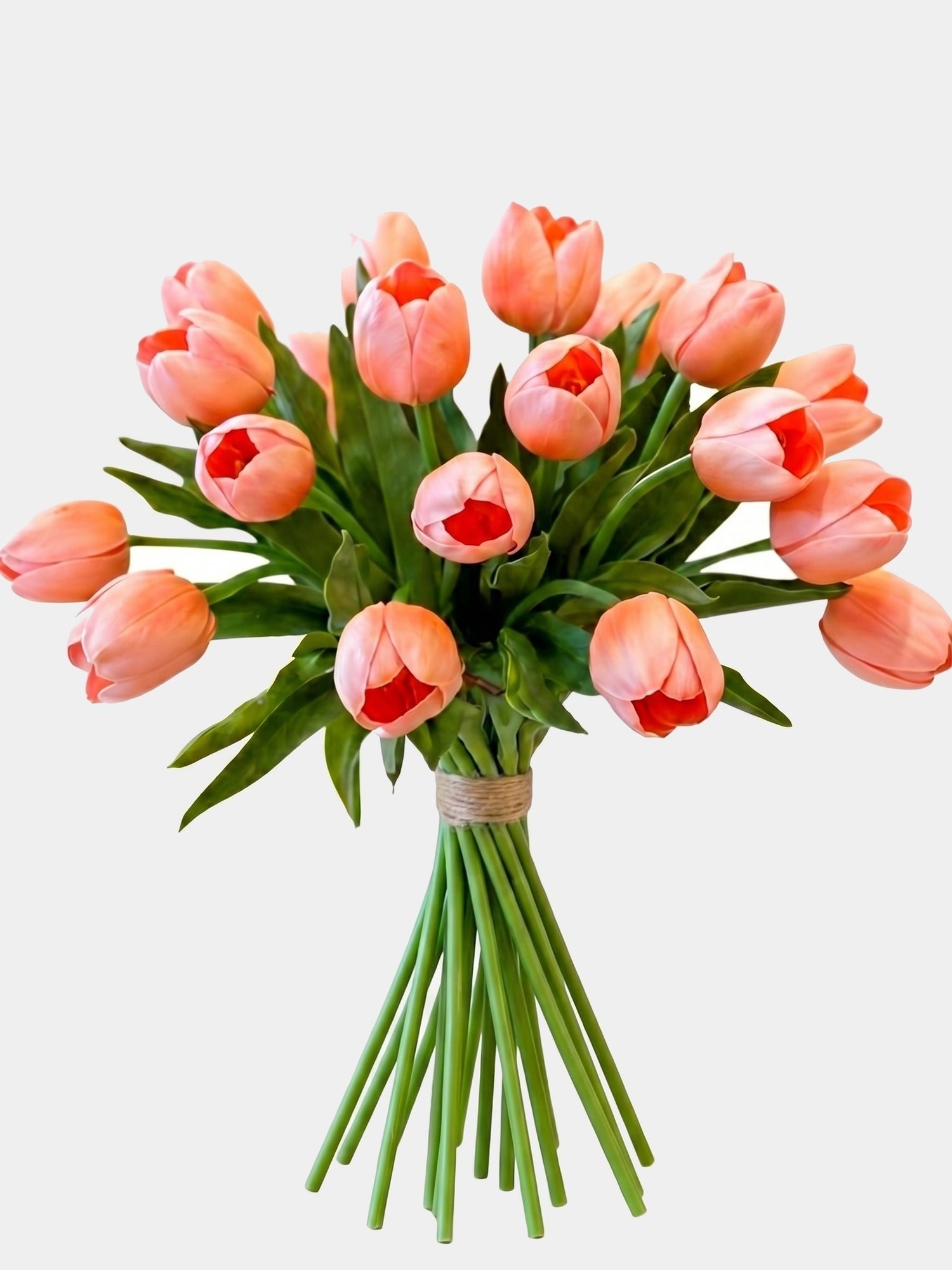 Set of 6 Real Touch Tulip Stems - Orange
