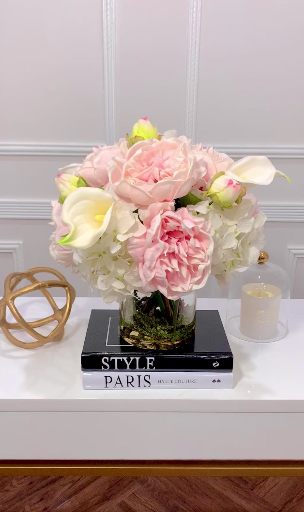 Pink Peonies White Calla Lily Hydrangea Arrangement
