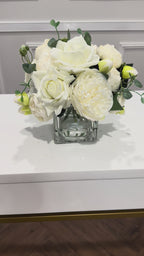 White Rose Peony Hydrangea Real Touch Centerpiece