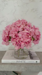 Modern Real Touch Pink Hydrangea Arrangement in Cylinder Glass