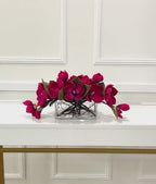 Artificial Magnolia Long Arrangement in Glass Vase