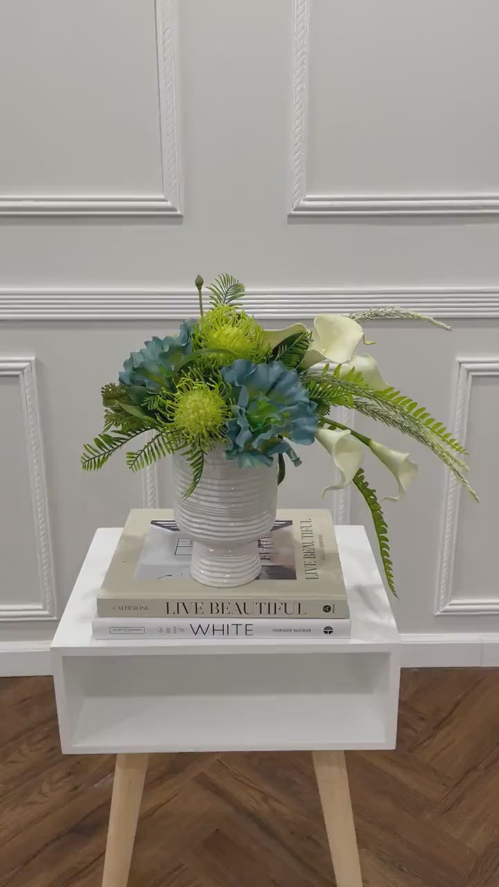 Modern Tropical Real Touch Calla Lily Centerpiece in Ceramic Vase