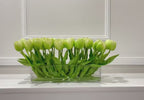 Modern Long Real Touch Tulip Arrangement in Rectangle Glass Vase