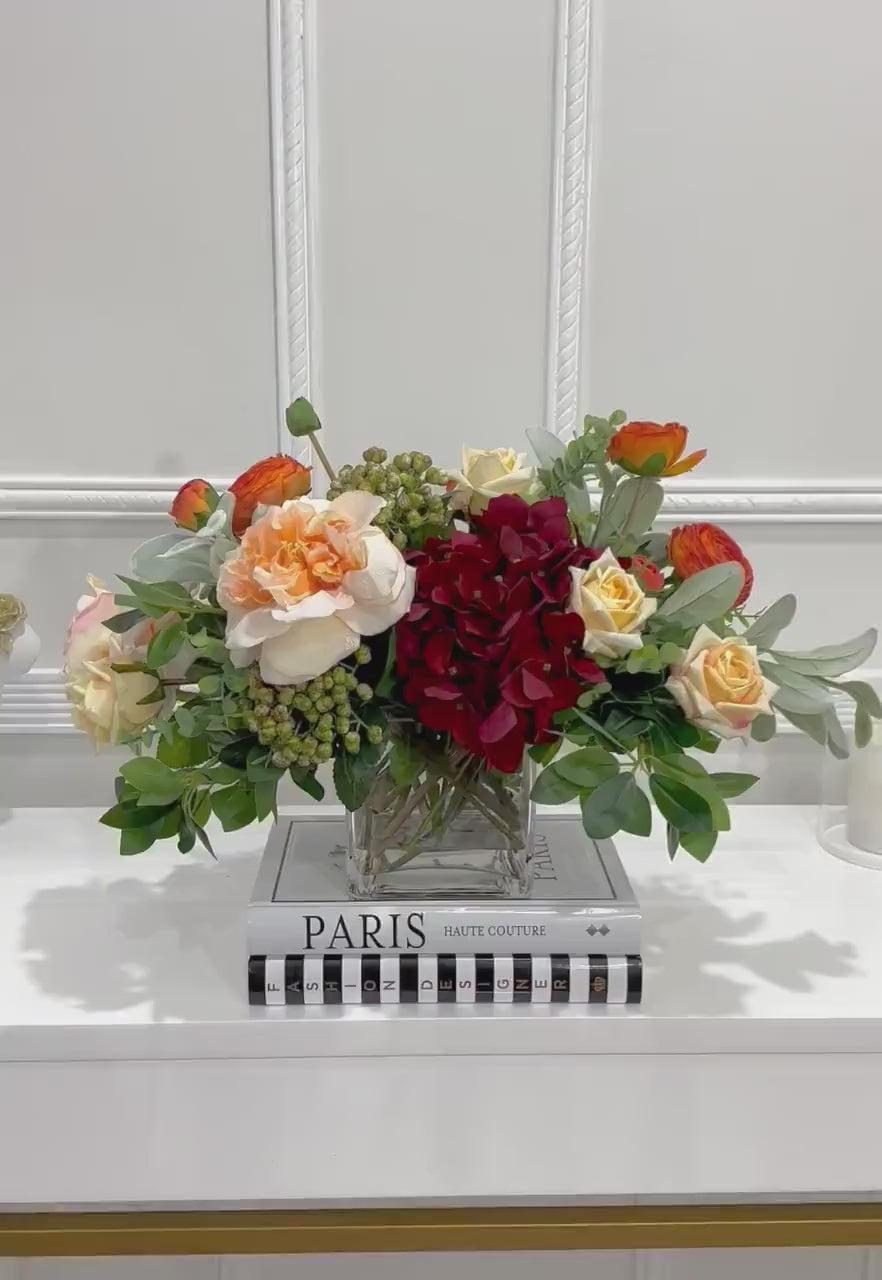Red Orange Mixed Florals Arrangement
