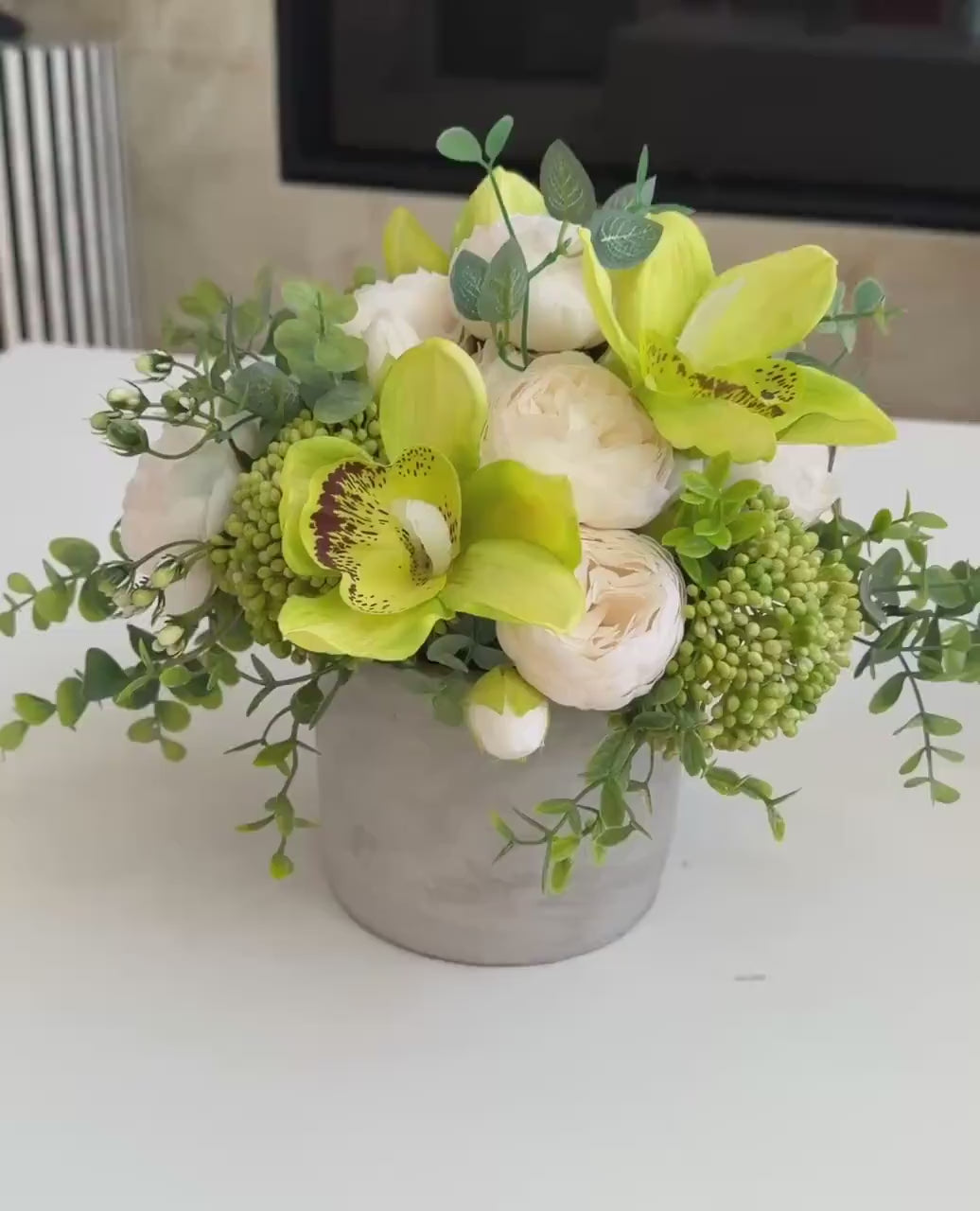 Green Orchid Peony Berries Centerpiece