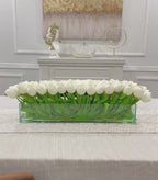 Modern Long Real Touch Tulip Arrangement in Glass Vase