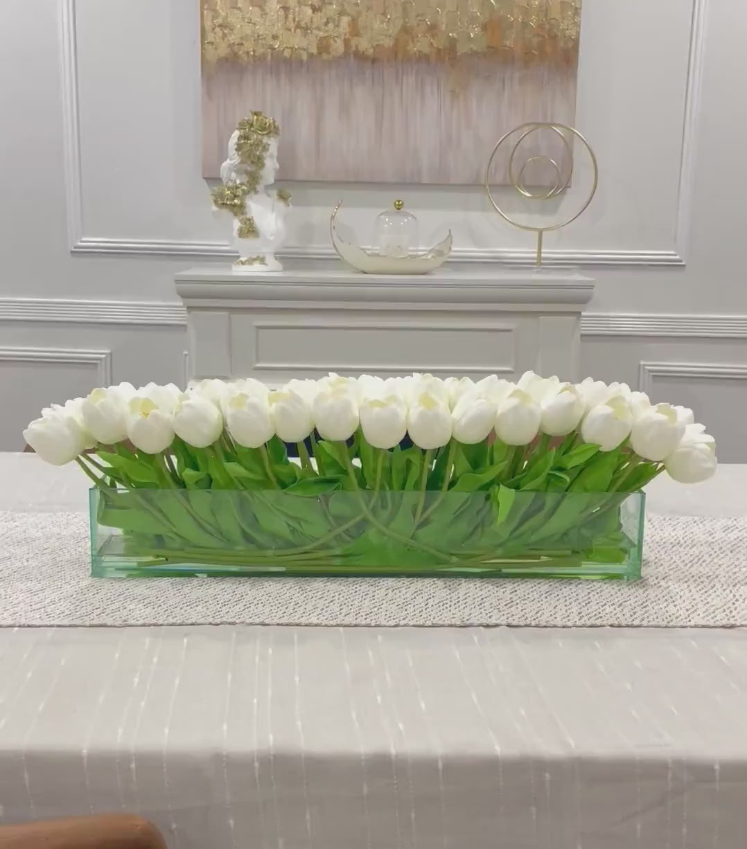 Modern Long Real Touch Tulip Arrangement in Glass Vase
