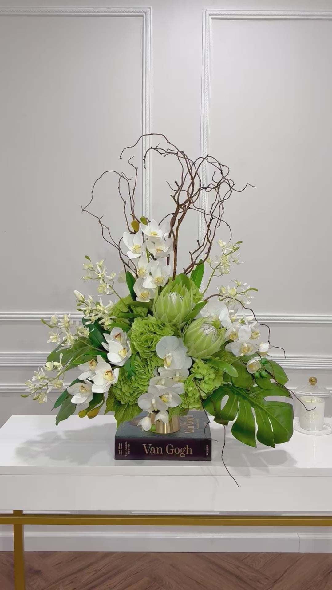 XXLarge Green/White Luxurious Real Touch Flower Arrangement-French Flowers Arrangement-Home Decor/Hotel/Building Decor Flowers