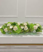 32-in Green Hydrangea Rose Calla Lily Real Touch Long Centerpiece