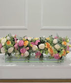 24-in White Rose Peony Silk Real Touch Long Centerpiece
